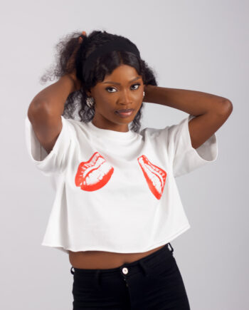 BF&F WOMENS CROP COWRIE PRINT TEE