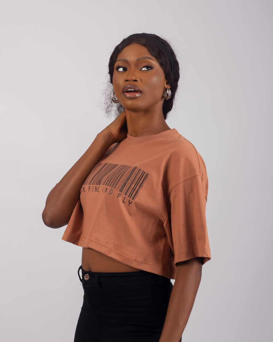 BF&F WOMEN’S CROP BARCODE PRINT TEE - Image 2