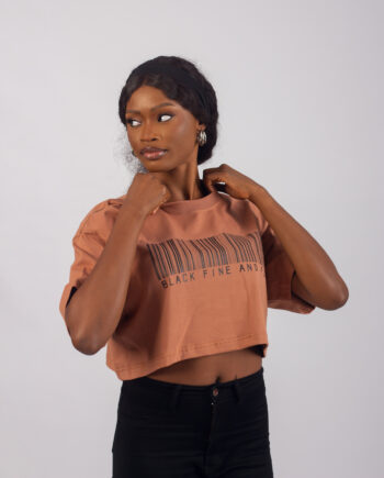 BF&F WOMEN’S CROP BARCODE PRINT TEE